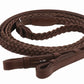 Henri de Rivel Advantage Plaited Reins - Oak Bark - 60 braided leather horse reins for equestrian supplies