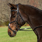 Horse Bridle - Henri de Rivel Pro Mono Crown Raised Figure Eight Bridle with Rubber Reins on brown horse outdoors