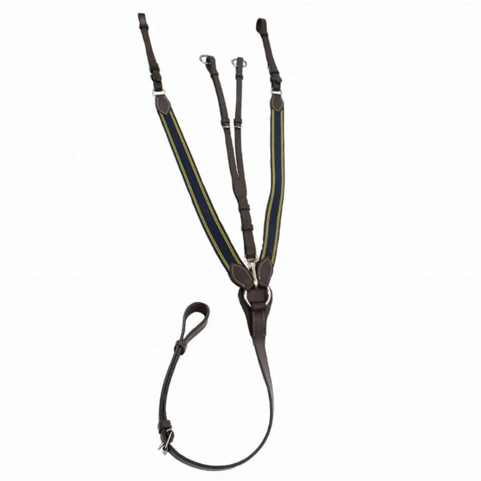 Henri de Rivel Pro Elastic Breastplate Martingale, Havana/navy/HORSE, view 8