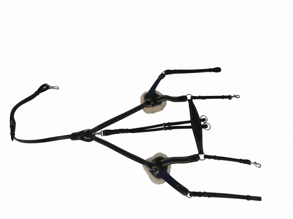 Henri de Rivel Pro 5 Point Elastic Breastplate Martingale, Black/navy/COB, view 4