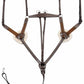 Henri de Rivel Pro 5 Point Elastic Breastplate Martingale - Running Attachment with Removable Fleece in brown leather equestrian gear.