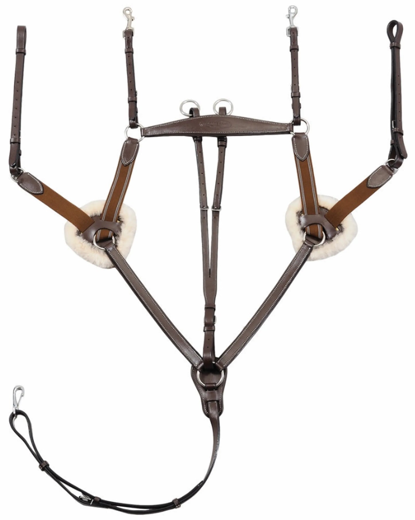 Henri de Rivel Pro 5 Point Elastic Breastplate Martingale - Running Attachment with Removable Fleece