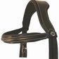 Henri de Rivel Pro Mono Crown Fancy Bridle - Patent Leather Piping with White Stitching & Laced Reins close-up view