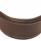 Henri de Rivel Pro Mono Crown Fancy Bridle - Patent Leather Piping with White Stitching & Laced Reins close-up brown leather piece