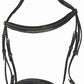 Henri de Rivel Pro Mono Crown Fancy Bridle - Patent Leather Piping with White Stitching & Laced Reins in black leather.
