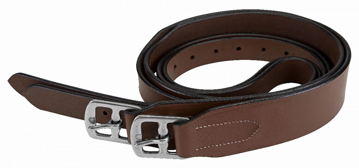 Henri de Rivel X-Wide Stirrup Leathers in brown leather with silver buckles for equestrian use