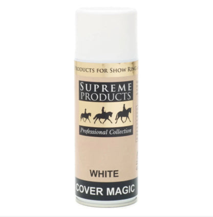 Supreme Products Cover Magic White - 400ml spray can for professional equestrian show ring grooming and care