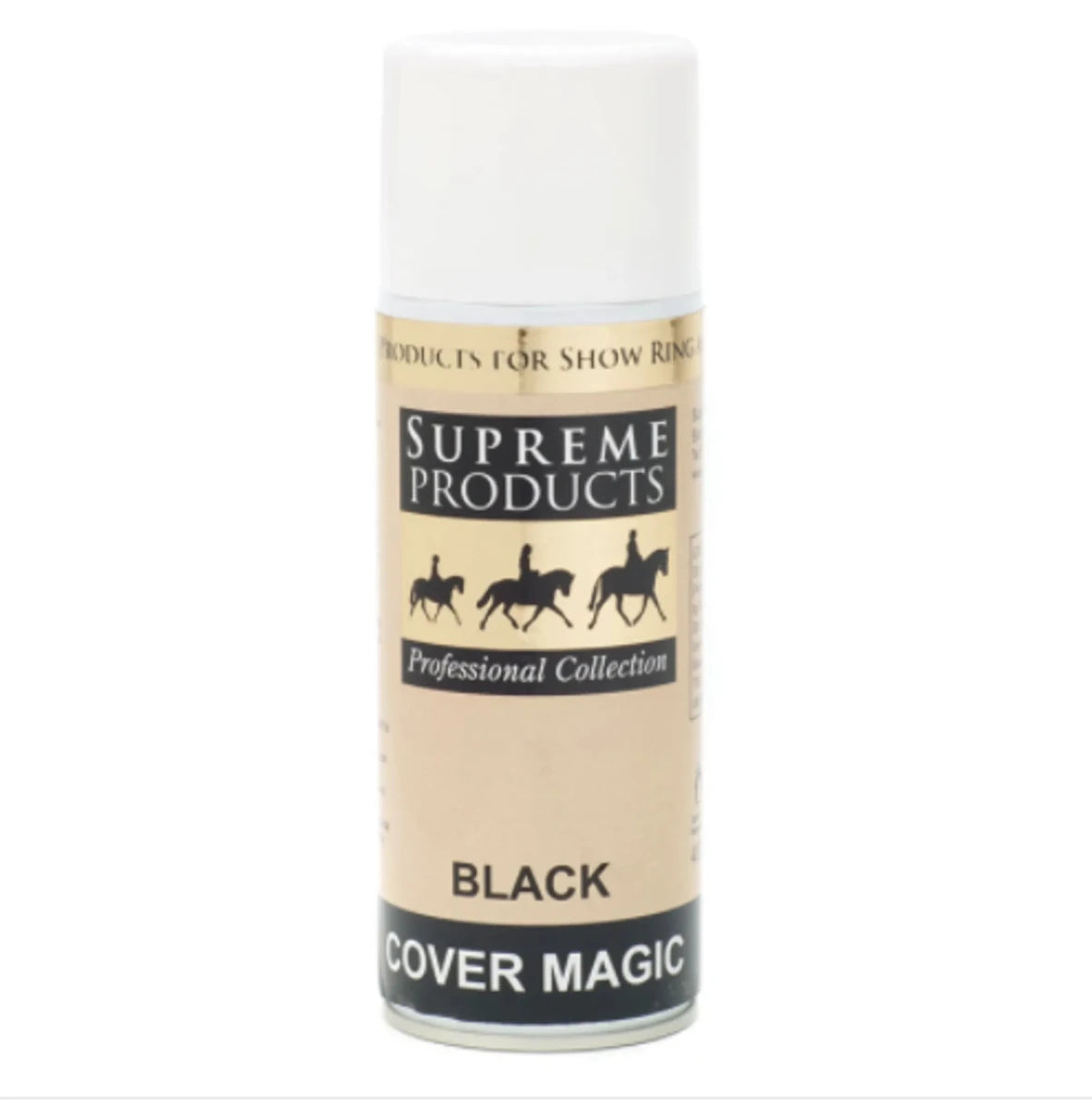 Supreme Products Cover Magic Black - 400ml spray can for professional horse grooming and show ring use