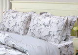 AWST Int'l "Lila" Elegant Horse Sheet Set- White w/ Gray- King