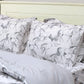 AWST Int'l "Lila" Elegant Horse Sheet Set- White w/ Gray- King featuring gray horse illustrations on white bedding