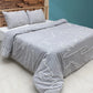 AWST Int'l "Lila" Elegant Horse Duvet Set- Gray w/ White- King featuring horse outline embroidery on bedding in a modern bedroom setting