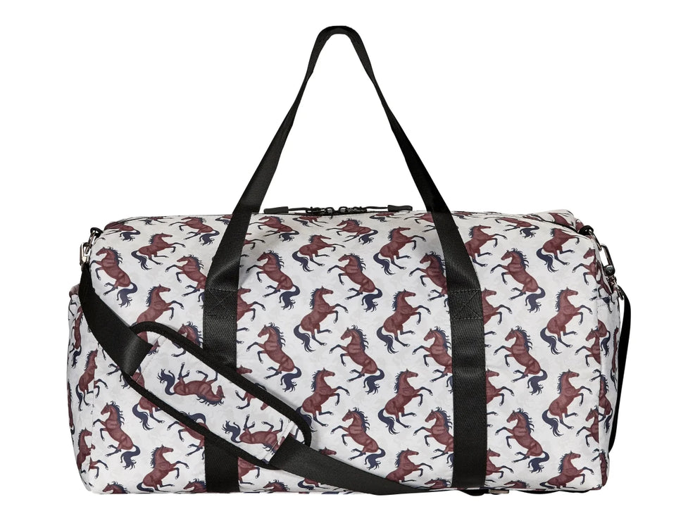 AWST Int'l "Lila" Galloping Bay Horses Duffle Bag- Beige, view 2
