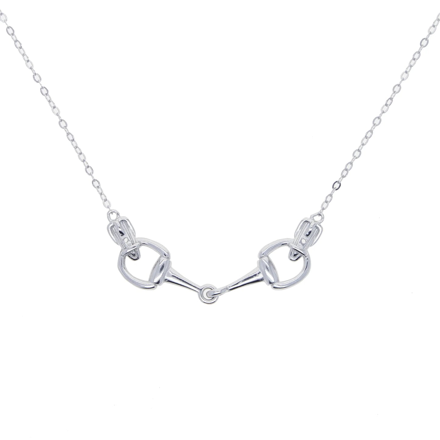 AWST Int'l Sterling Silver Snaffle Bit Necklace with detailed horse bit design on a fine chain