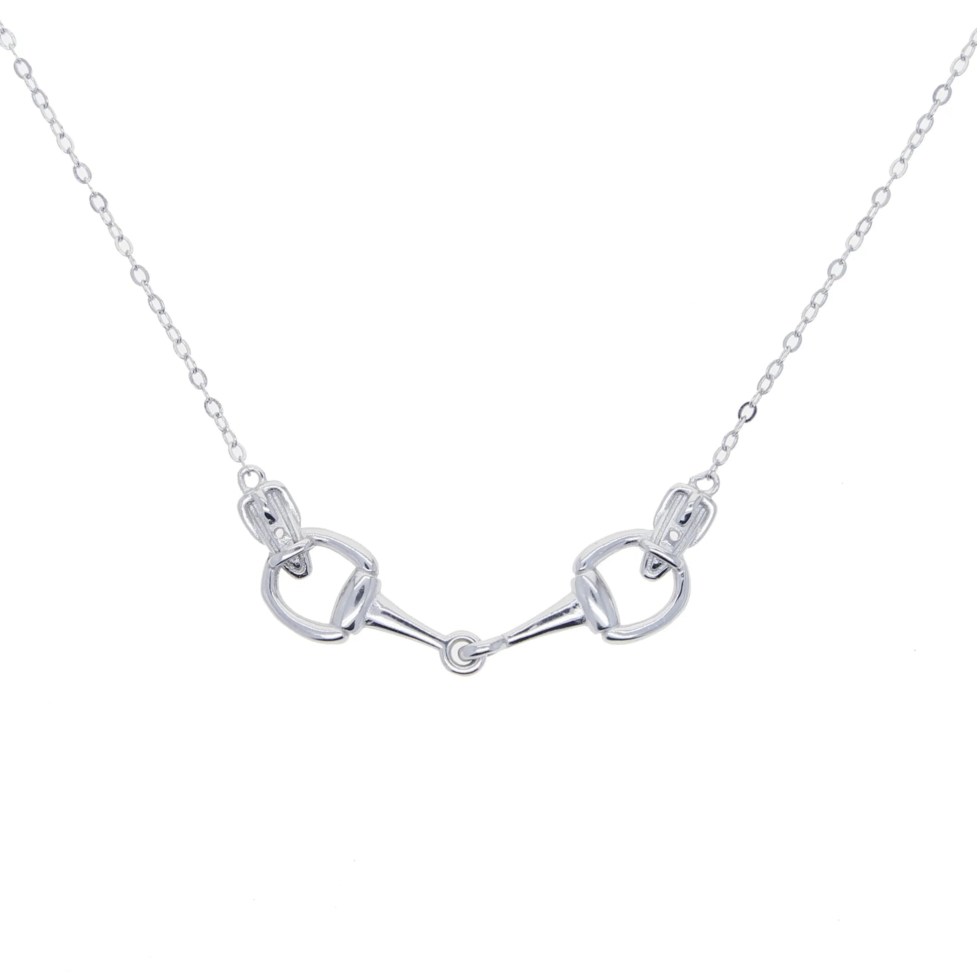 AWST Int'l Sterling Silver Snaffle Bit Necklace with detailed horse bit design on a fine chain