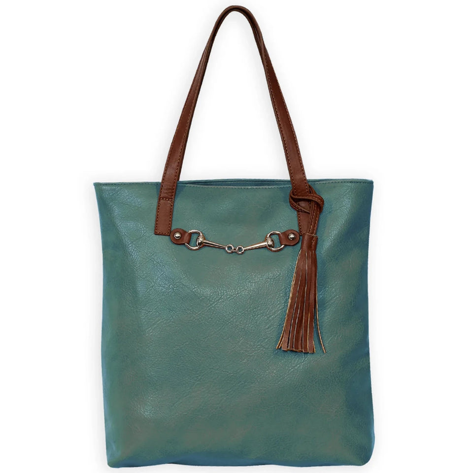 AWST Int'l Snaffle Bit Tote Bag with Tassel- Teal
