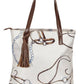 AWST Int'l "Lila" Bridles 'n Things Tote Bag with Tassel featuring equestrian print and brown handles for pet lovers