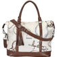 AWST Int'l "Lila" Bridles 'n Things Travel Bag with Tassel in cream and brown leather accents for pet travel supplies
