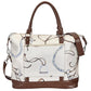 AWST Int'l "Lila" Bridles 'n Things Travel Bag with Tassel in cream with brown handles and equestrian print accents