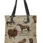 AWST Int'l Equestrian Tapestry Pattern Tote Bag with Snaffle Bit featuring horse and riding gear design