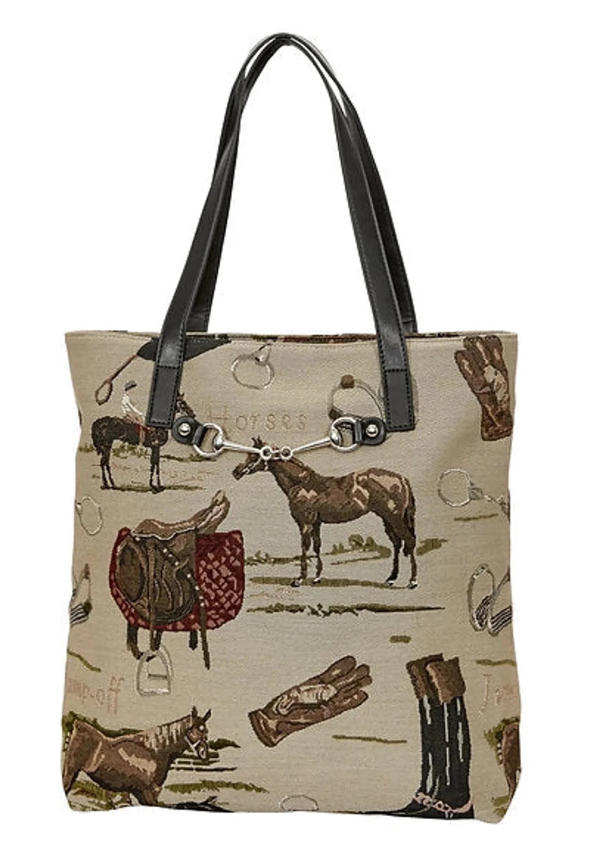 AWST Int'l Equestrian Tapestry Pattern Tote Bag with Snaffle Bit, view 2