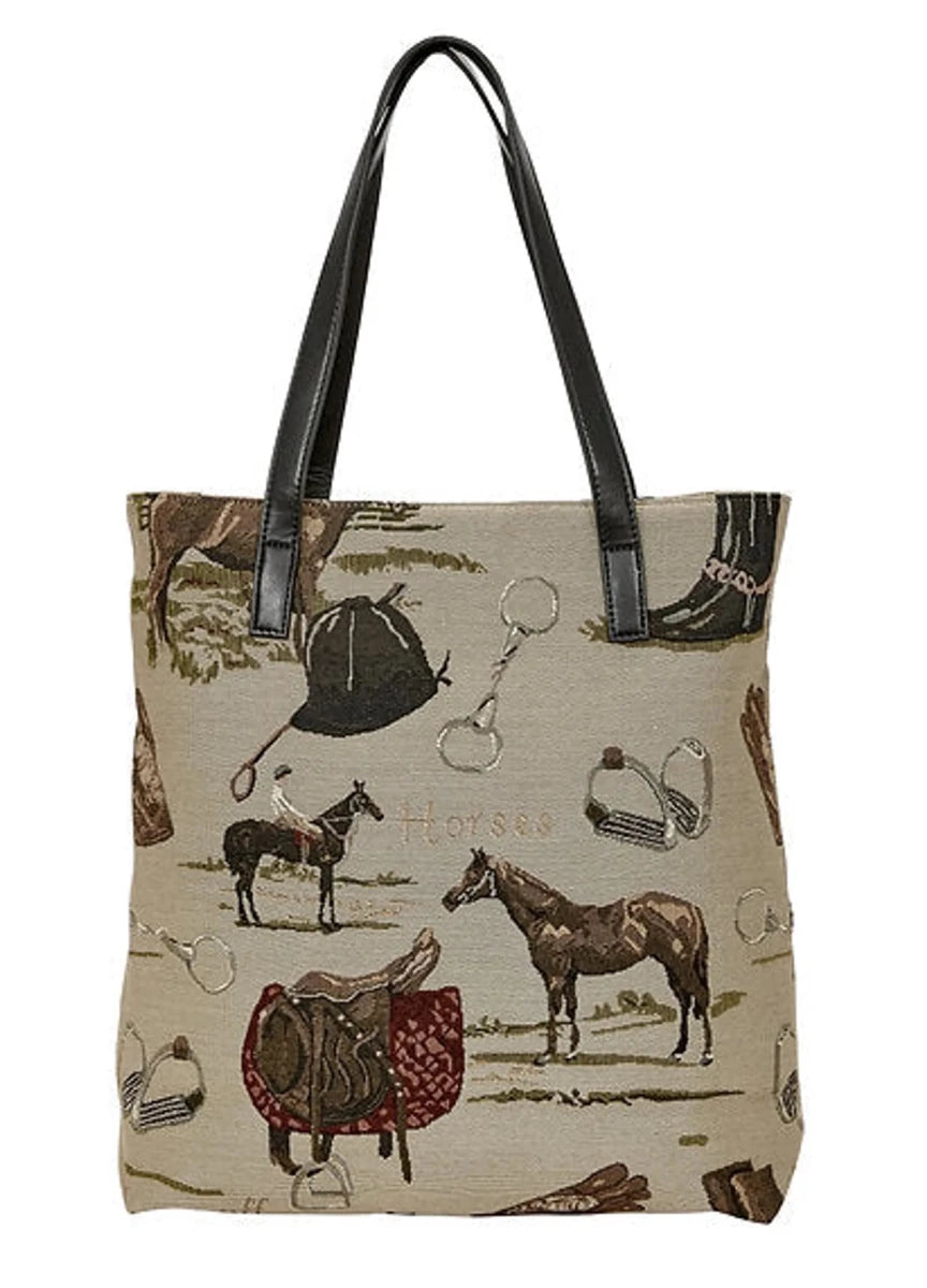 AWST Int'l Equestrian Tapestry Pattern Tote Bag with Snaffle Bit, view 4