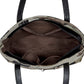 AWST Int'l Equestrian Tapestry Pattern Tote Bag with Snaffle Bit showing spacious brown interior and black handles