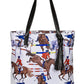 AWST Int'l "Lila" Jumper Pattern Tote Bag w/ Tassel featuring equestrian design and black handles for pet supplies shoppers