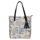 AWST Int'l "Lila" Toile Pattern w/ Tassel- Beige tote bag with black handles and horse toile print design