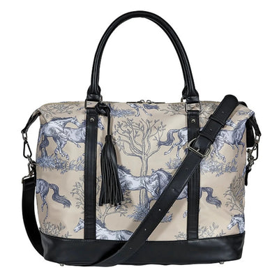 AWST Int'l "Lila" Toile Pattern Travel Bag with Tassel- Beige