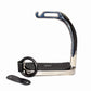TuffRider Knife Edge Safety Stirrups with black rubber grip and metal frame for secure footing in equestrian use