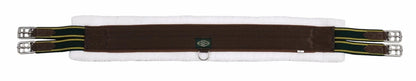 Synthetic Fleece Girth - Padded English Saddle Girth with Elastic Ends and Roller Buckles for comfortable horse tack.