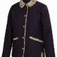 5/A Baker Ladies Country Quilted Jacket - Lightweight Riding Jacket with Baker Plaid Lining in navy with button front and pockets