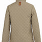 5/A Baker Ladies Country Quilted Jacket - Lightweight Riding Jacket with Baker Plaid Lining shown from back in beige quilting