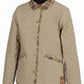 5/A Baker Ladies Country Quilted Jacket - Lightweight Riding Jacket with Baker Plaid Lining in beige with snap buttons and pockets