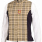 5/A Baker Ladies Select Vest - Plaid Equestrian Vest with Adjustable Waist Cincher in beige and black plaid pattern