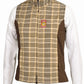 5/A Baker Ladies Select Vest - Plaid Equestrian Vest with Adjustable Waist Cincher, beige and brown design