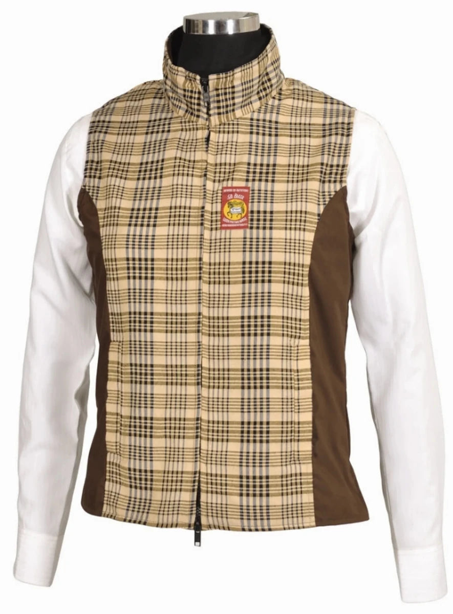 5/A Baker Ladies Select Vest - Plaid Equestrian Vest with Adj. Waist, Chocolate/LARGE