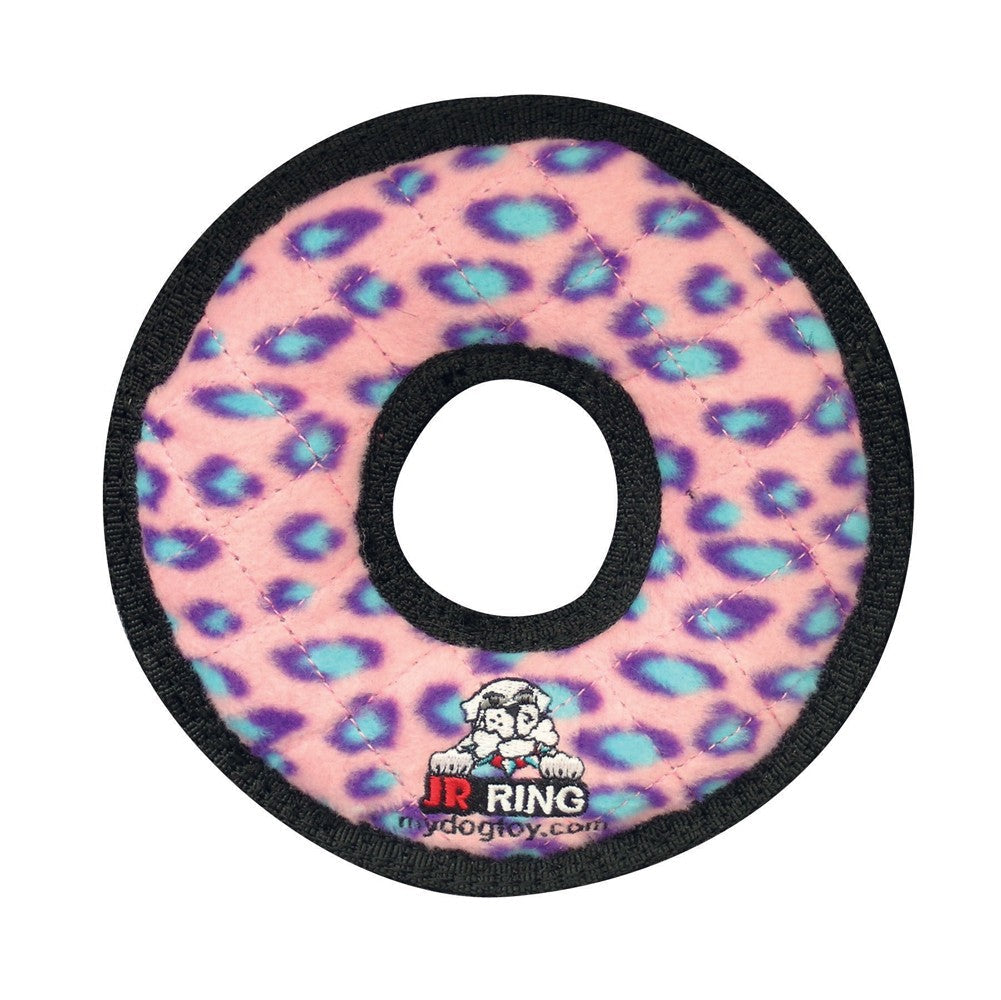 Tuffy Jr Ring Durable Dog Toy Pink, Leopard, 7 in