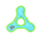 DuraForce Jr TriangleRing Tiger dog toy in blue with green trim, durable fabric for aggressive chewers and pet play.