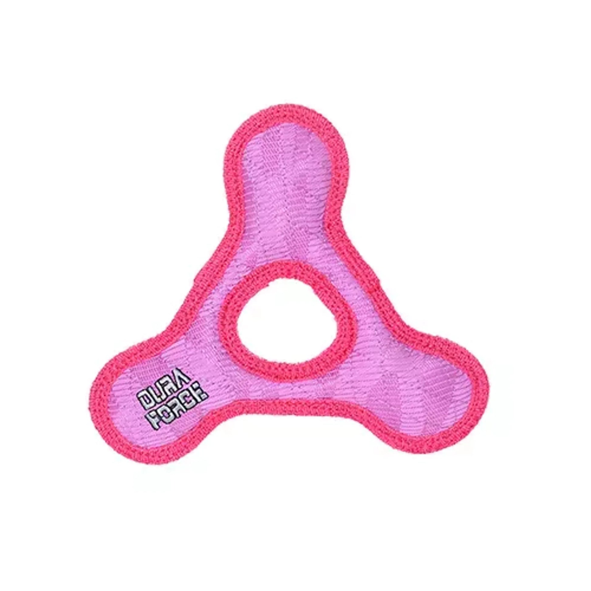 DuraForce Jr TriangleRing Tiger pink and red durable dog toy designed for interactive pet play and chewing.