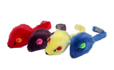 Multipet Multi-Colored Mice, Assorted Colors, 2 in, 4-Count