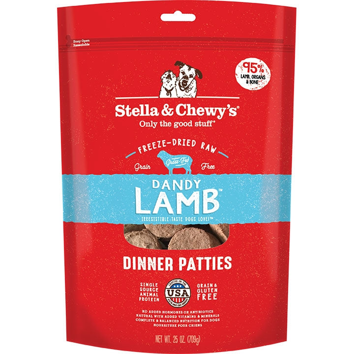 Stella & Chewy's Freeze-Dried Dandy Lamb Dinner Patties Raw Dog Food 25 oz