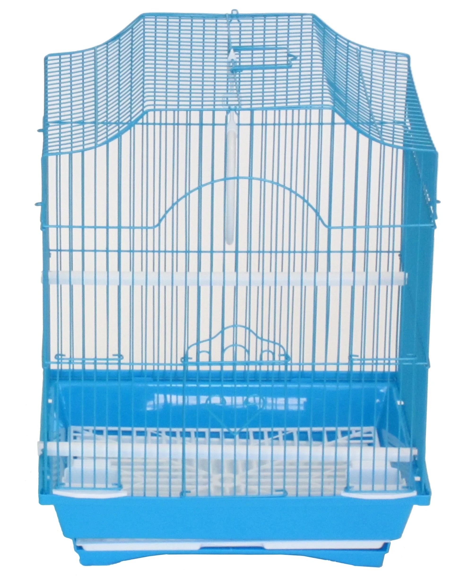 YML Cornerless Flat Top Cage in blue with wire bars and plastic base for small pet housing and accessories.