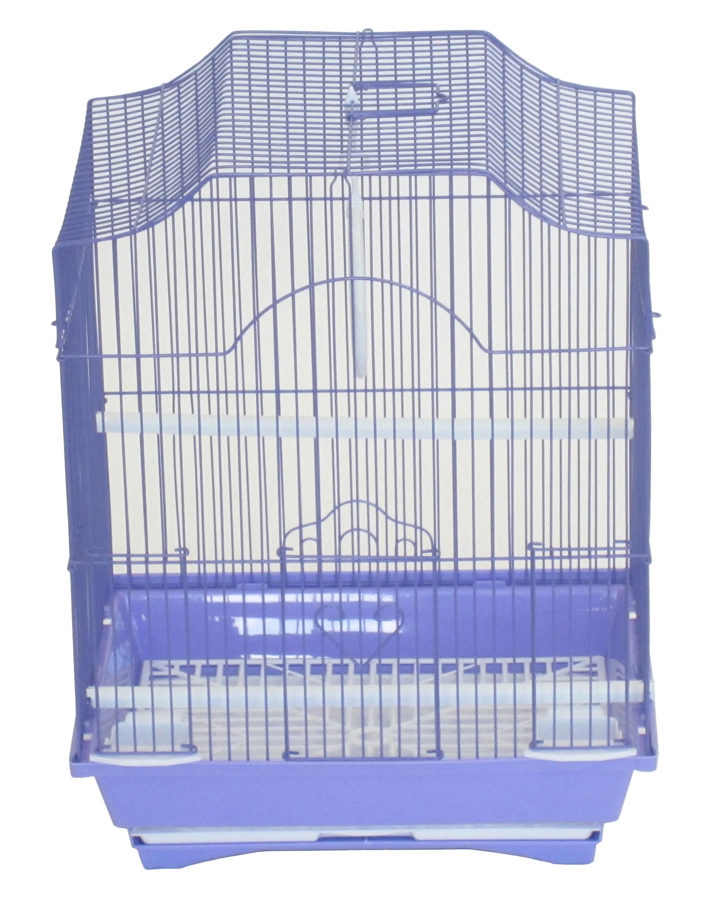 YML Cornerless Flat Top Cage in purple with metal bars, designed for small animal or bird housing.