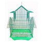 Green metal pet cage with open doors and plastic base, YML Villa Top Cage for small animals or birds.