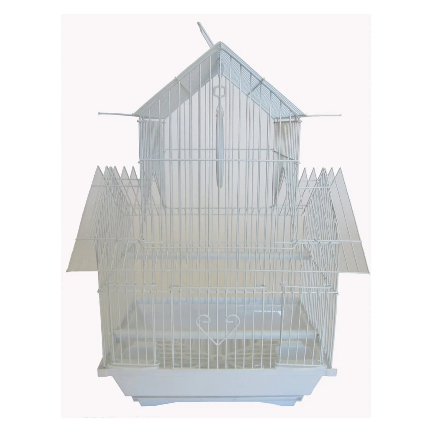 YML Villa Top Cage white metal birdcage with roof design and open side doors for pet bird supplies