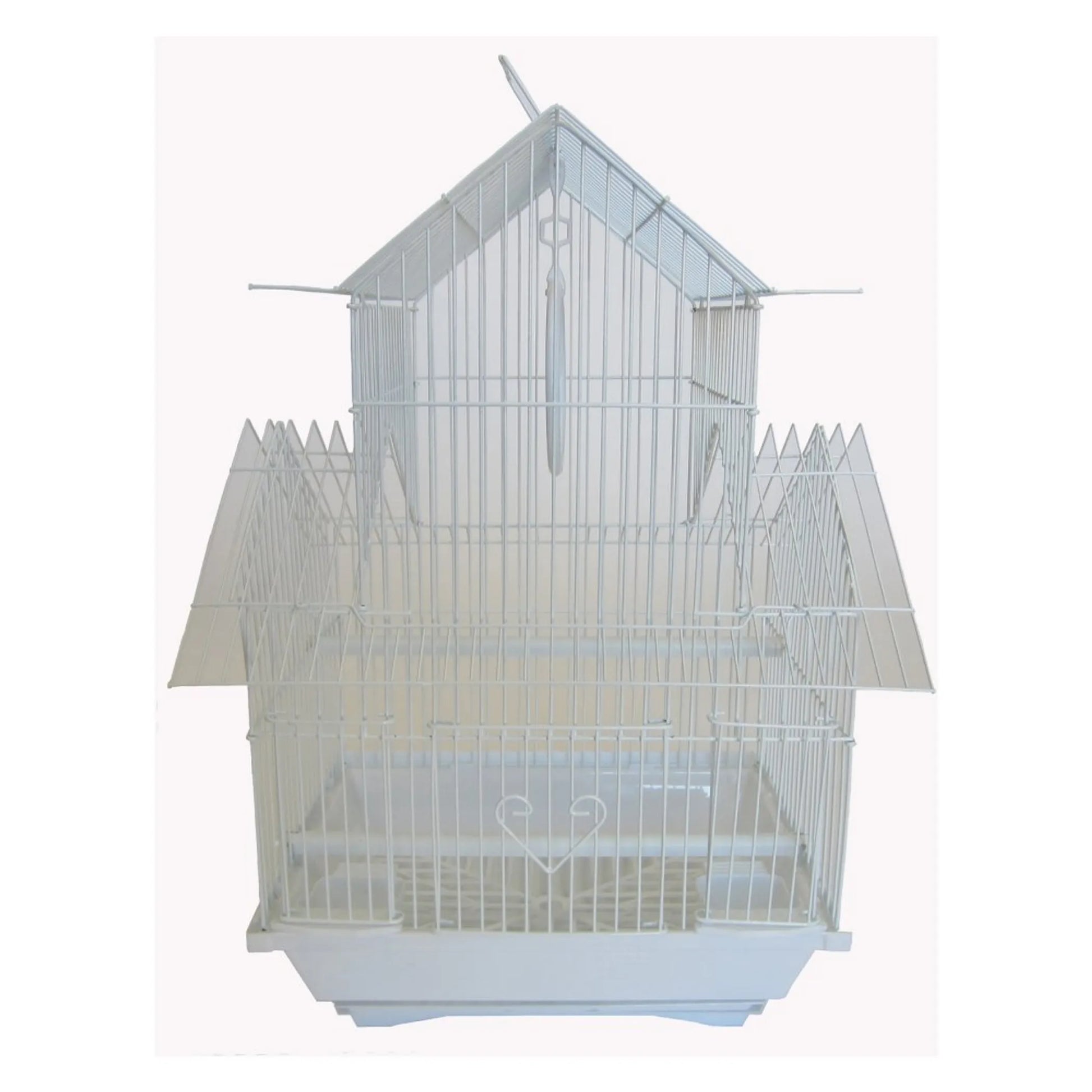 YML Villa Top Cage white metal birdcage with roof design and open side doors for pet bird supplies