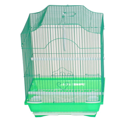 YML Cornerless Flat Top Cage in green with white perch and tray, suitable for small animal supplies and pet products.
