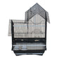 YML Villa Top Cage black metal birdcage with angled roof and removable bottom tray for bird supplies