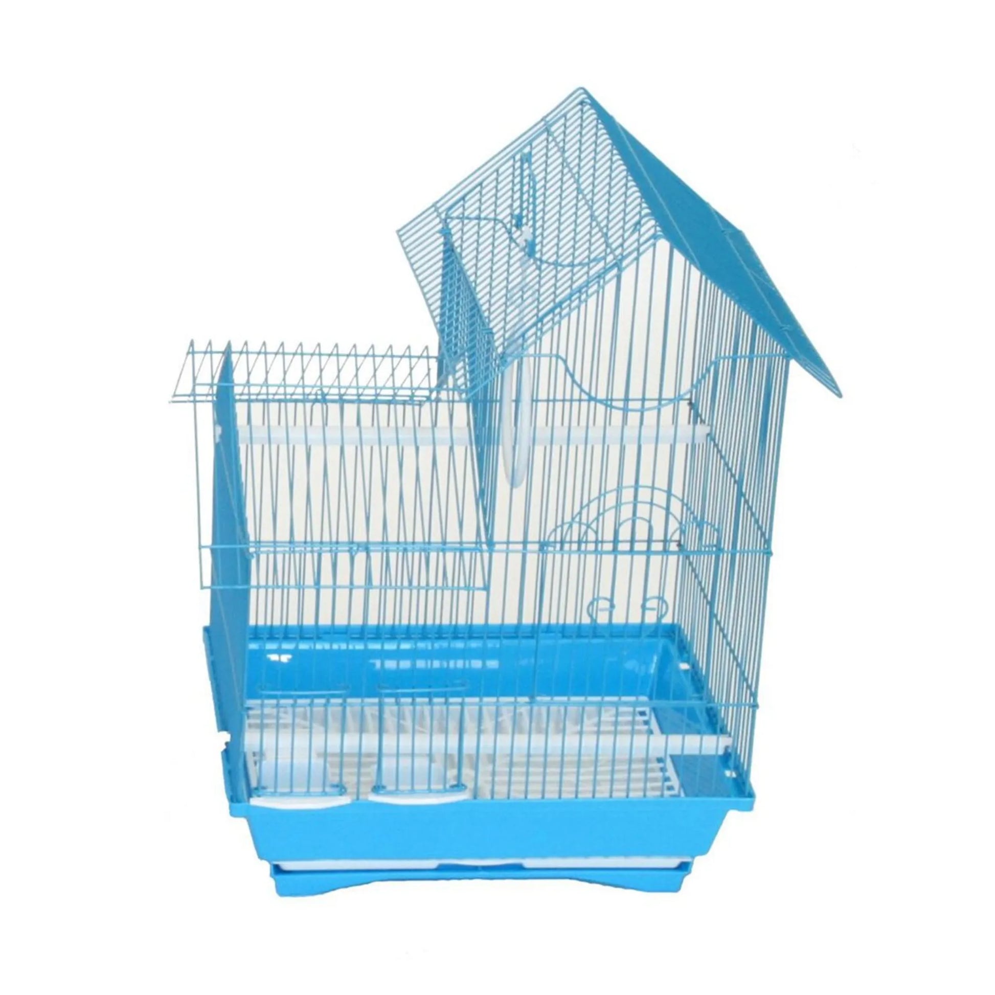 YML Villa Top Cage blue wire bird cage with plastic base and roof, designed for pet bird supplies and accessories
